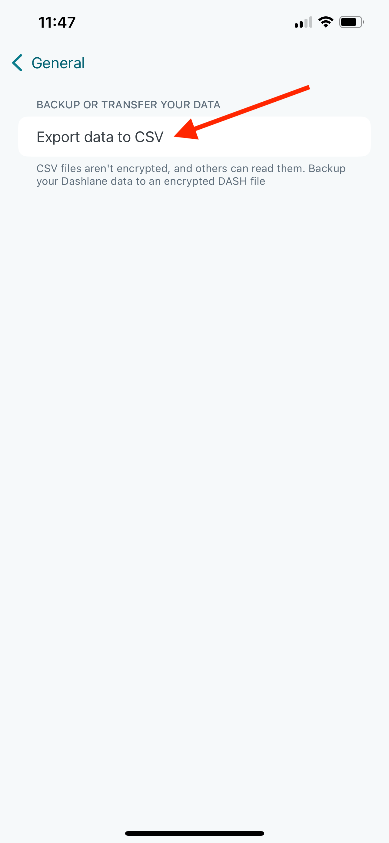 Export dashlane settings
