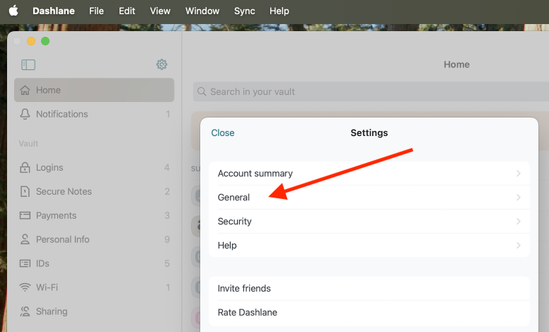 Export dashlane settings