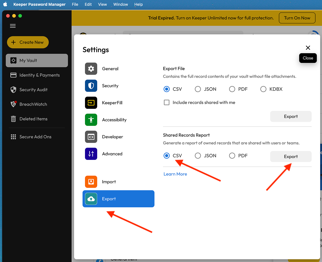 Export firefox settings