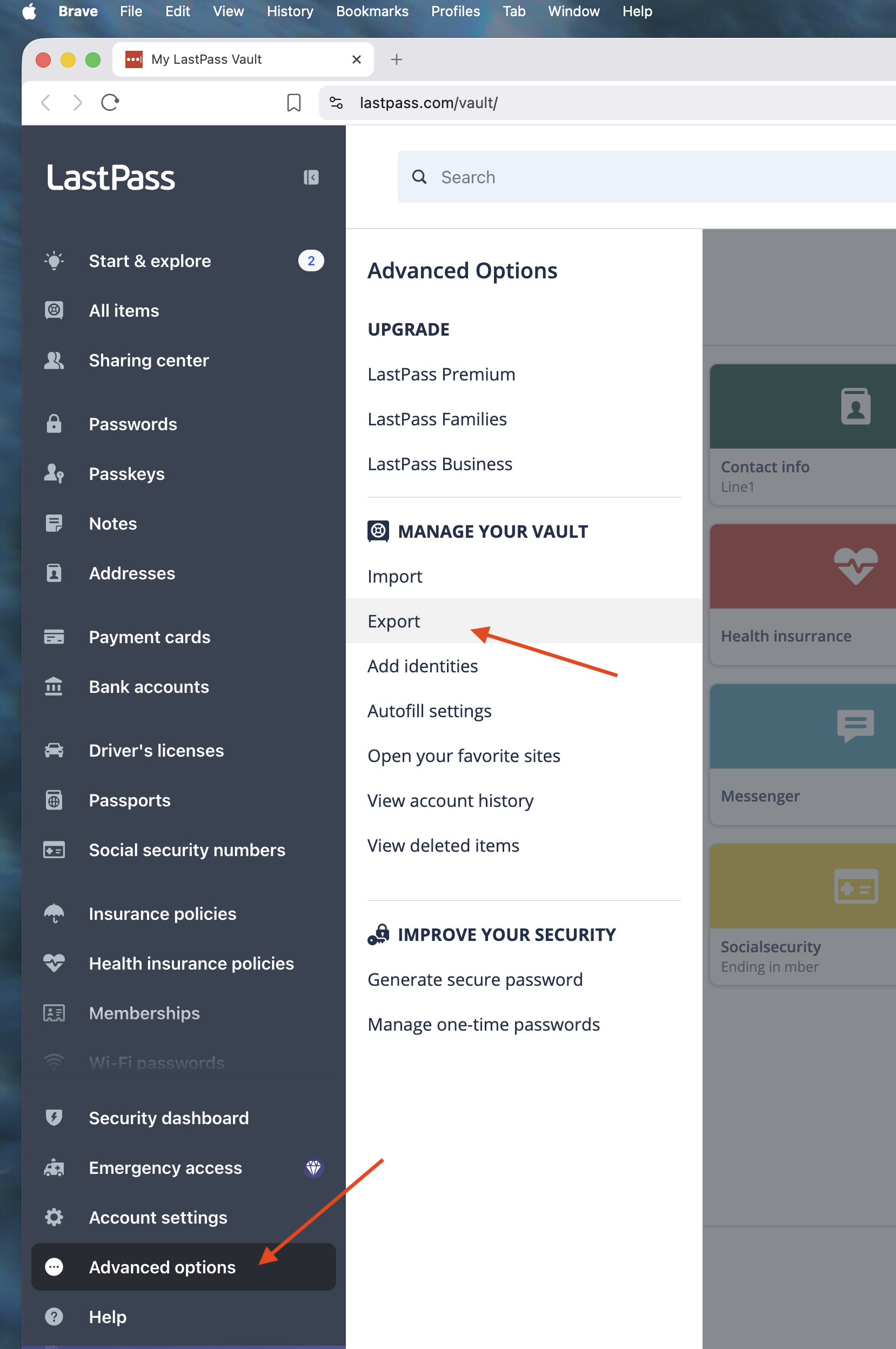Export brave settings