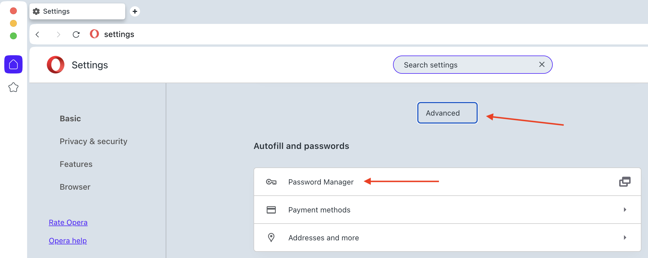 Export Opera settings